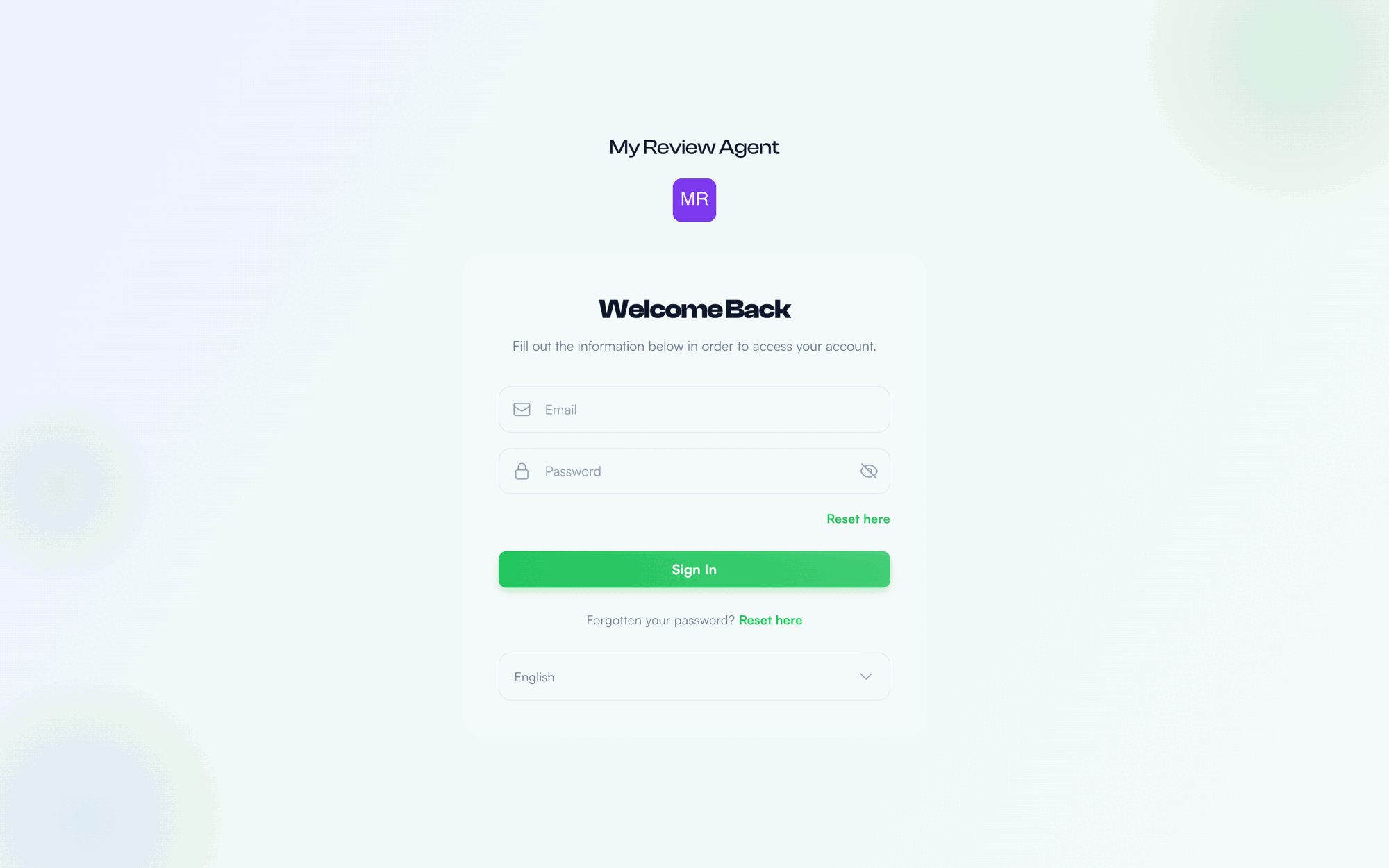 Uma página de login com marca própria em um domínio personalizado, exibindo o nome e o logotipo da agência sem a marca da plataforma